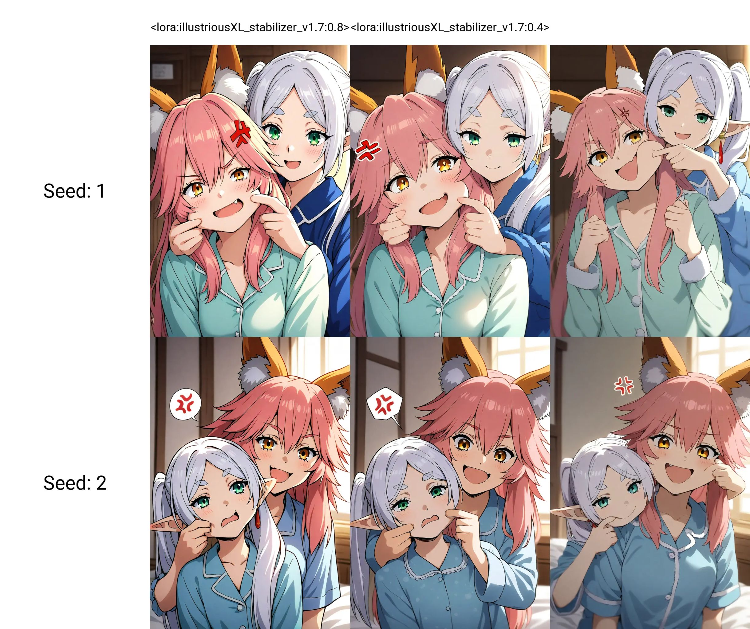 2girls,  tamamo \(fate\),  fox ears on Tensor.Art