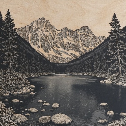 birch wood. Mountain lake. on Tensor.Art