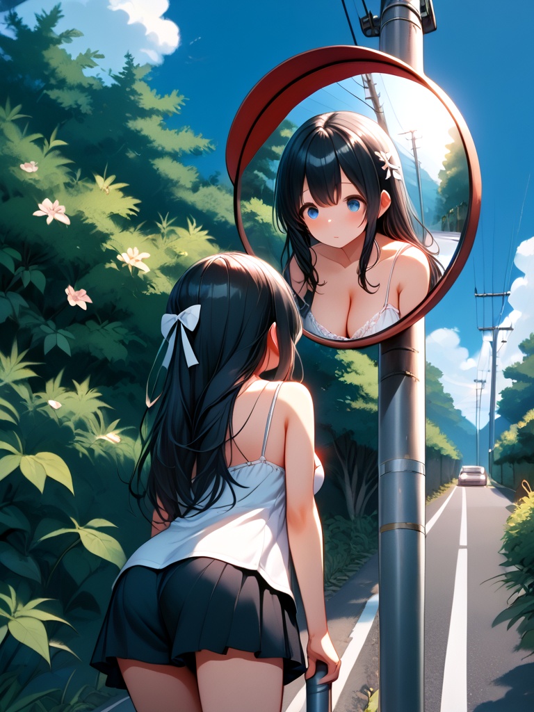 score_9,  source_anime,  convex mirror on utility pole on Tensor.Art