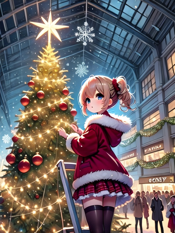 ((christmas tree with festive lights)),  ((cowboy shot)),  ((1girl)) on Tensor.Art
