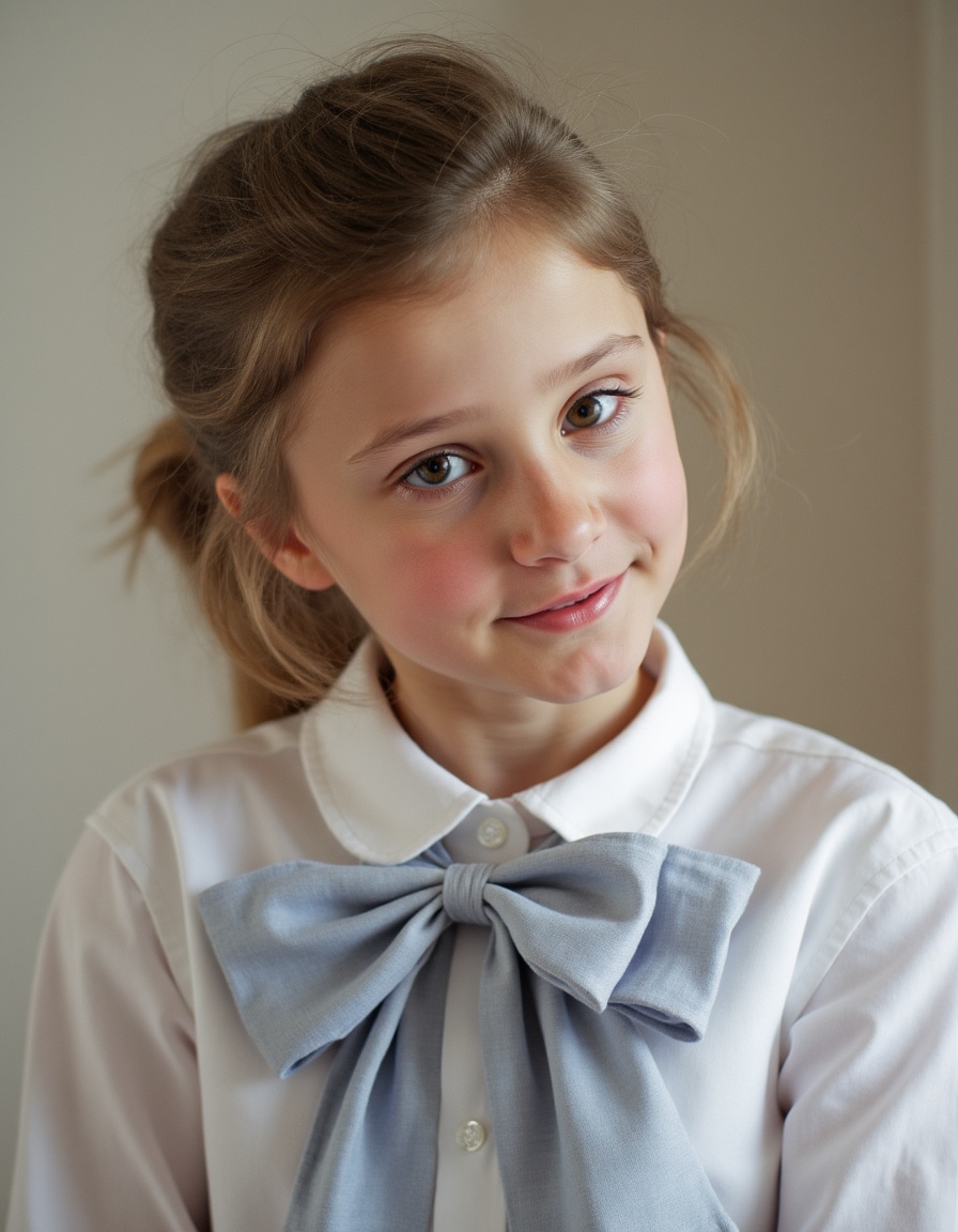 girl,  wearing Blouse with a bow tie on Tensor.Art