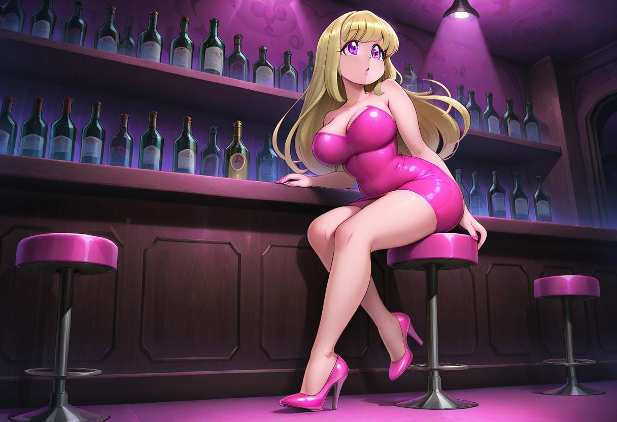 sitting on stool,  bar,  1girl on Tensor.Art