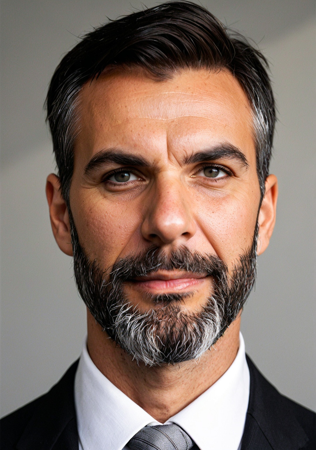 portrait of a ruggedly handsome 50-year-old Italian-American man who could be a model,  sharp jawline,  short black hair w...