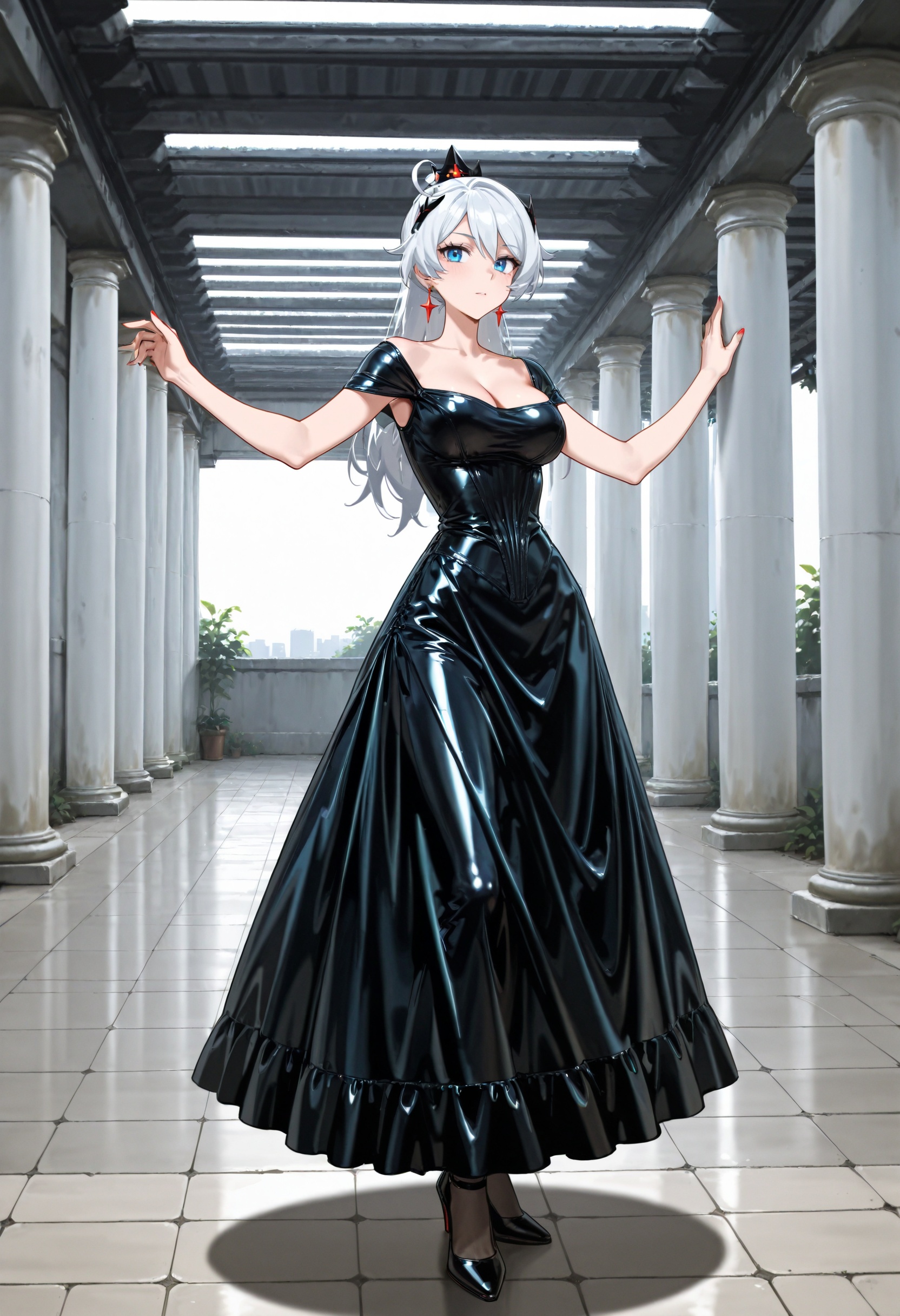 1girl,  solo,  black latex dress on Tensor.Art