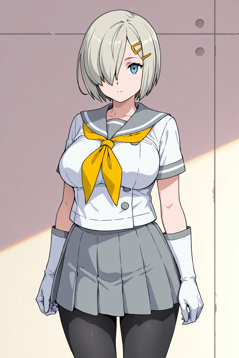 1girl,  grey sailor collar,  grey pleated skirt on Tensor.Art