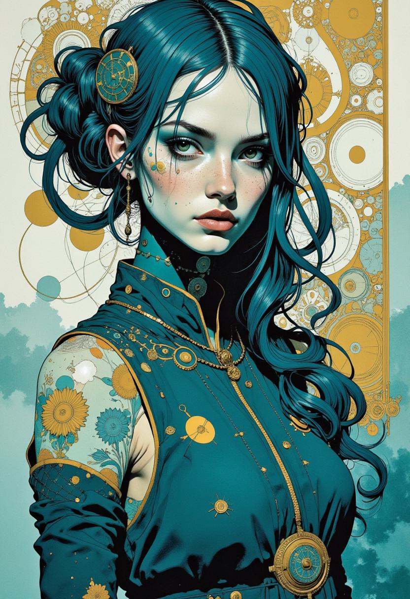 A digital illustration featuring a paint style of James C. Christensen,  Ethereal minimalist Alien race cybergoth fashion...