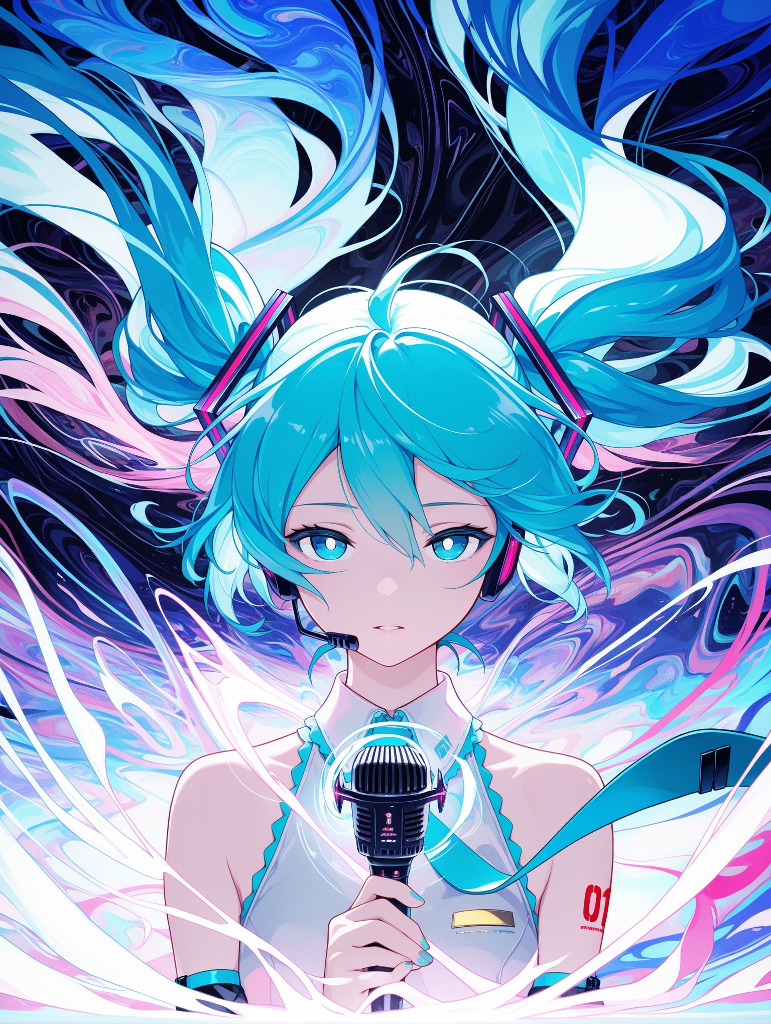 1girl,  hatsune miku,  white pupils on Tensor.Art