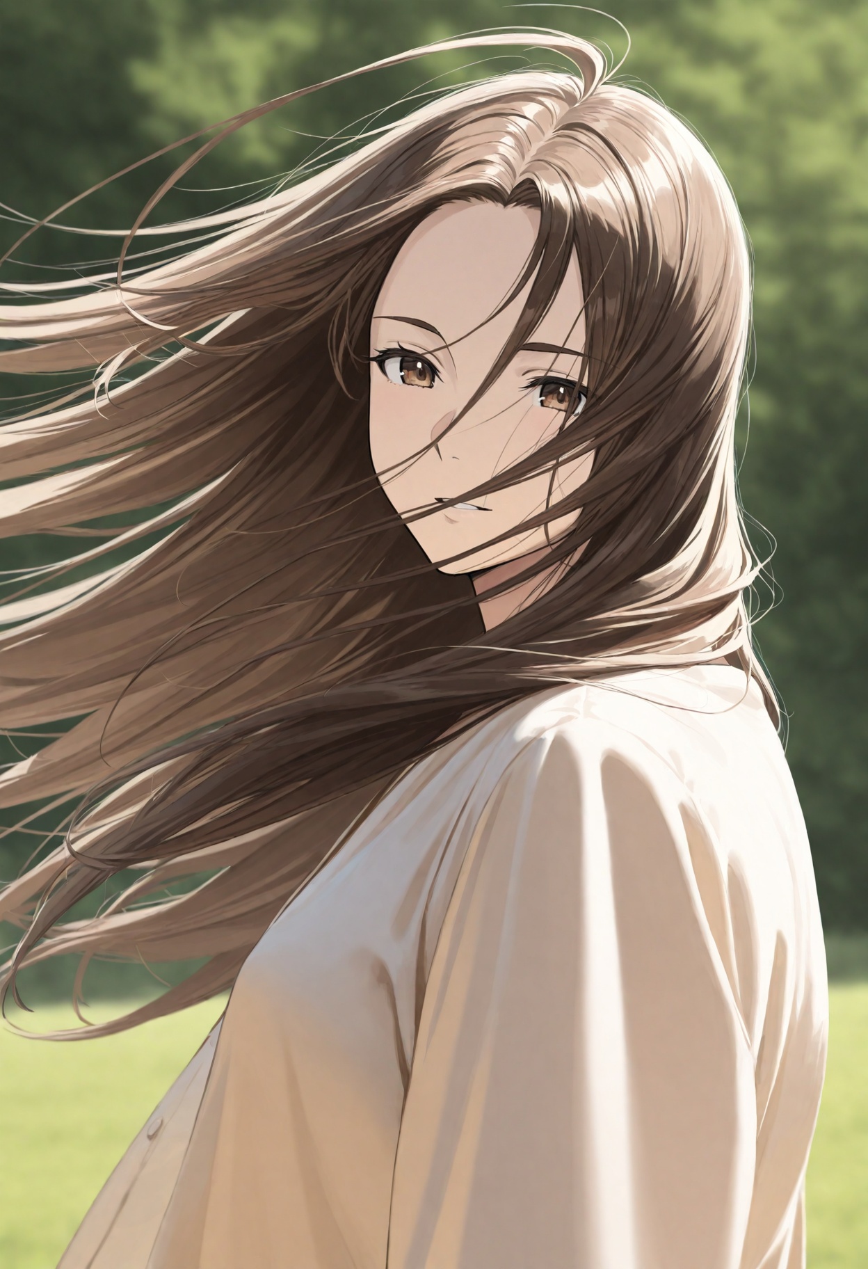 1girl,  brown eyes,  brown long hair on Tensor.Art
