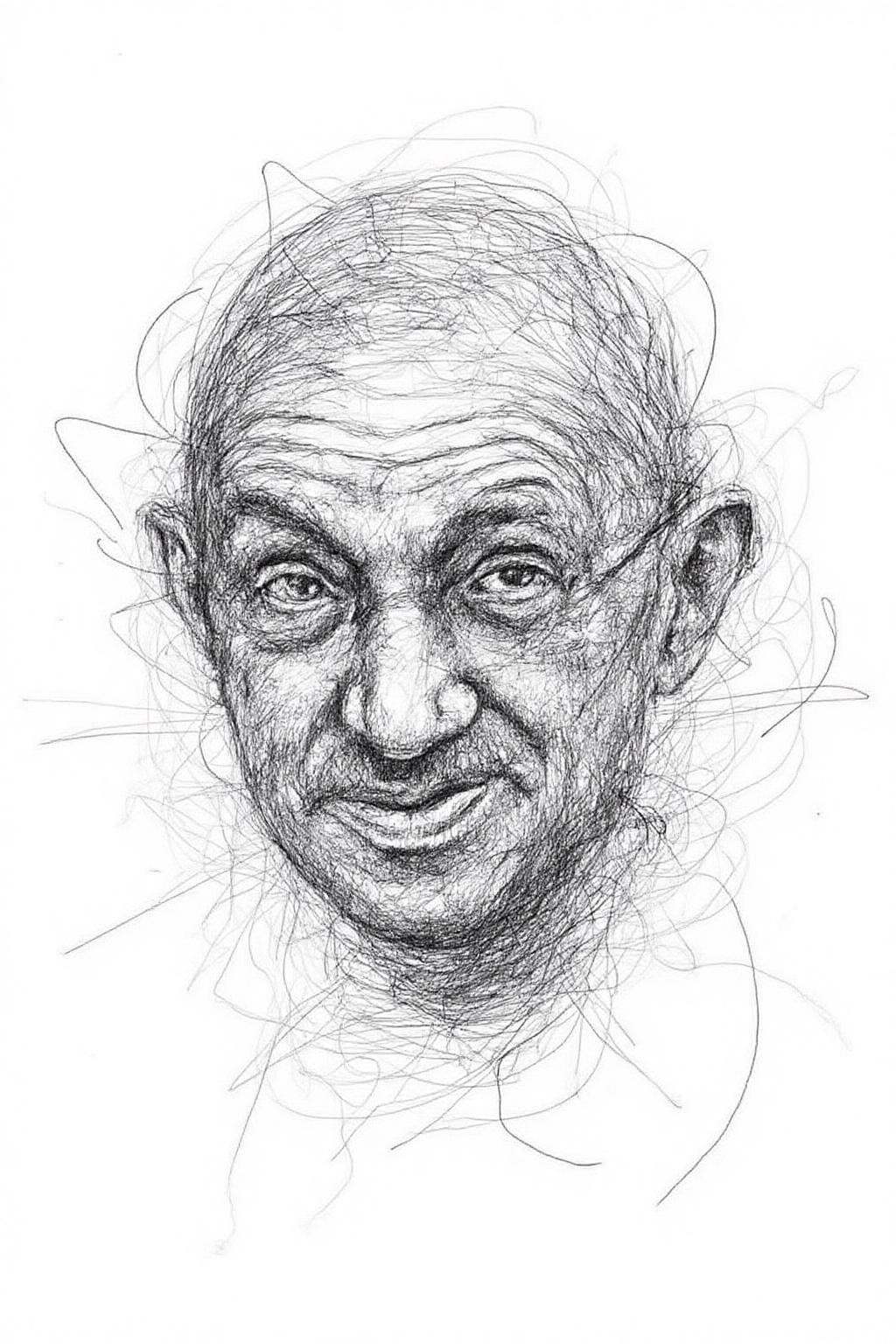 drawing of face of Mahatma Gandhi. He is making a face. on Tensor.Art