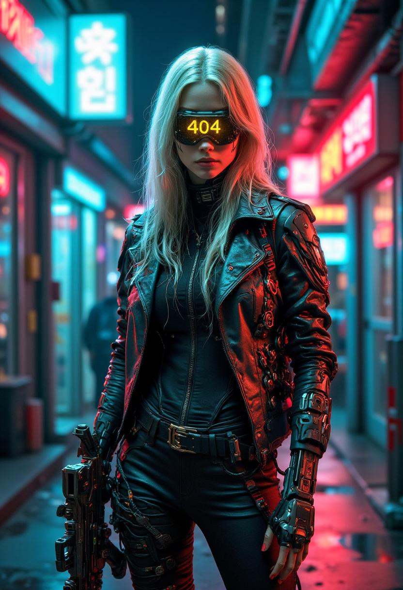 Cyberpunk highly detailed,  high-resolution photograph,  recypu style.A Cyberpunk female character in a futuristic cyberpu...