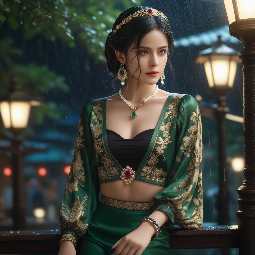 (,1girl, ,best quality, ),, ,ultra detailed 8k cg,            cinematic lighting, cinematic bloom, (( , )),,  , unreal, science fiction,  luxury, jewelry, diamond, pearl, gem, sapphire, ruby, emerald, intricate detail, delicate pattern, charming, alluring, seductive, erotic, enchanting, hair ornament, necklace, earrings, bracelet, armlet,halo,masterpiece, (( , )),,  ,cherry blossoms,(((, night,night sky,lamppost,  ultra high res, (photorealistic:1.4), raw photo, 1girl, , rain, sweat, ,wet, )))(( , ))   (cleavage),spread legs, <lora:823-DA-XL-国模-恶女-VIVI:0.8>,