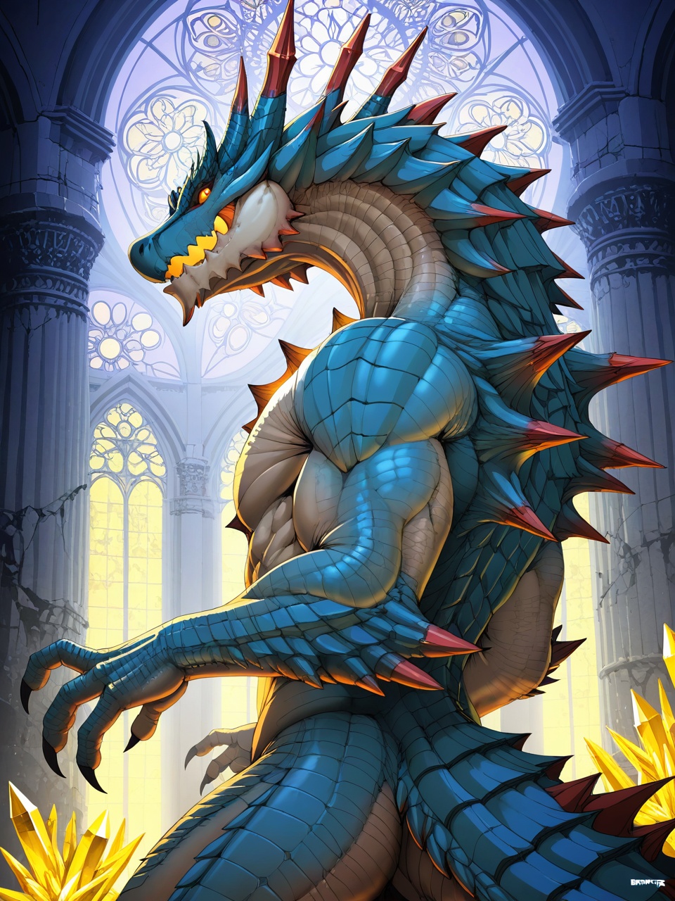 solo muscular lagiacrus,  scalie,  horn on Tensor.Art