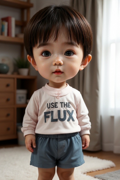 <lora:AgainF1ChibiLora:1>,boy,chibi,shirt,indoors,It's written on the clothes"Use the flux model"