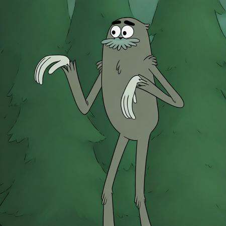 mustache,  anthropomorphic Bigfoot,  olive green fur on Tensor.Art