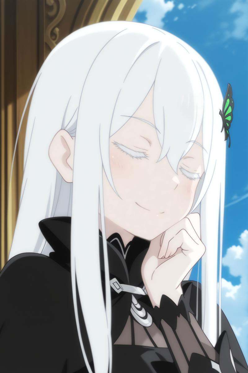 Echidna (re:zero),  white hair,  closed eyes on Tensor.Art