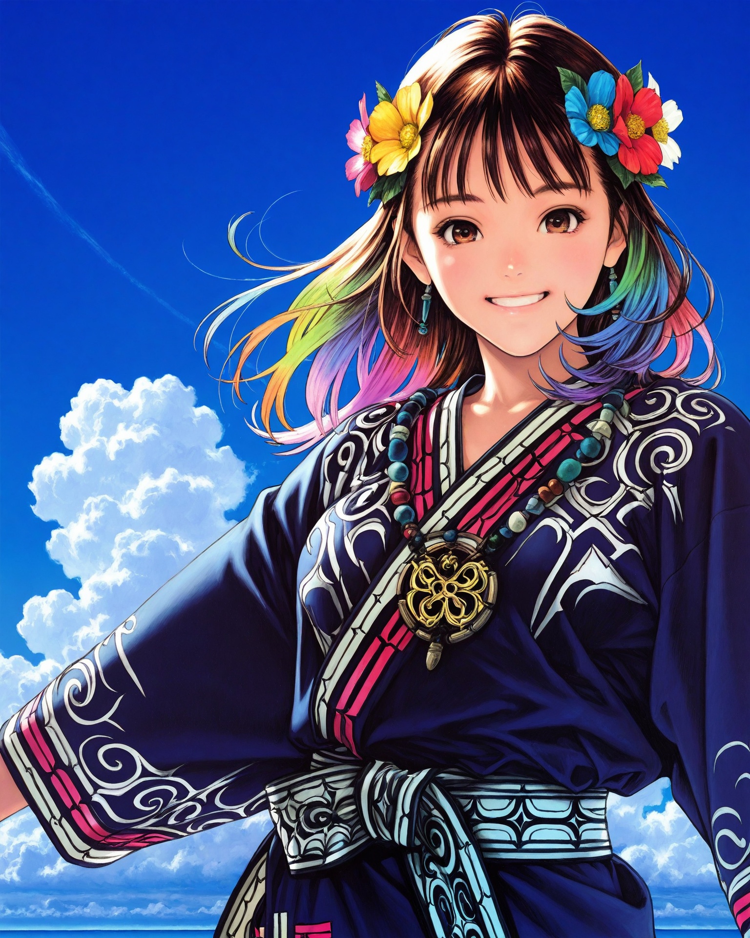 1girl,  ainufa,  flowers in hair on Tensor.Art