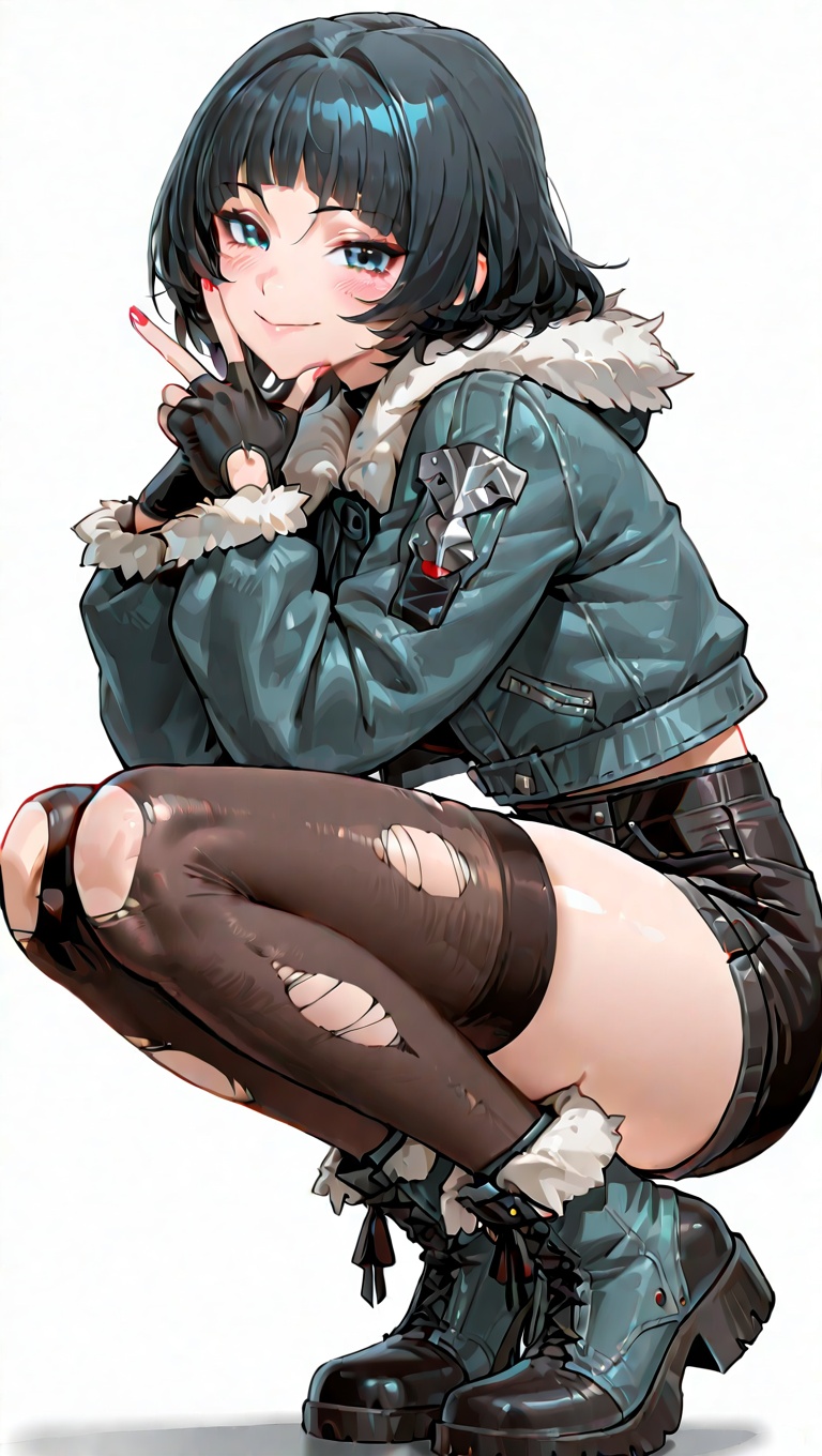 1girl,  black gloves,  black hair on Tensor.Art