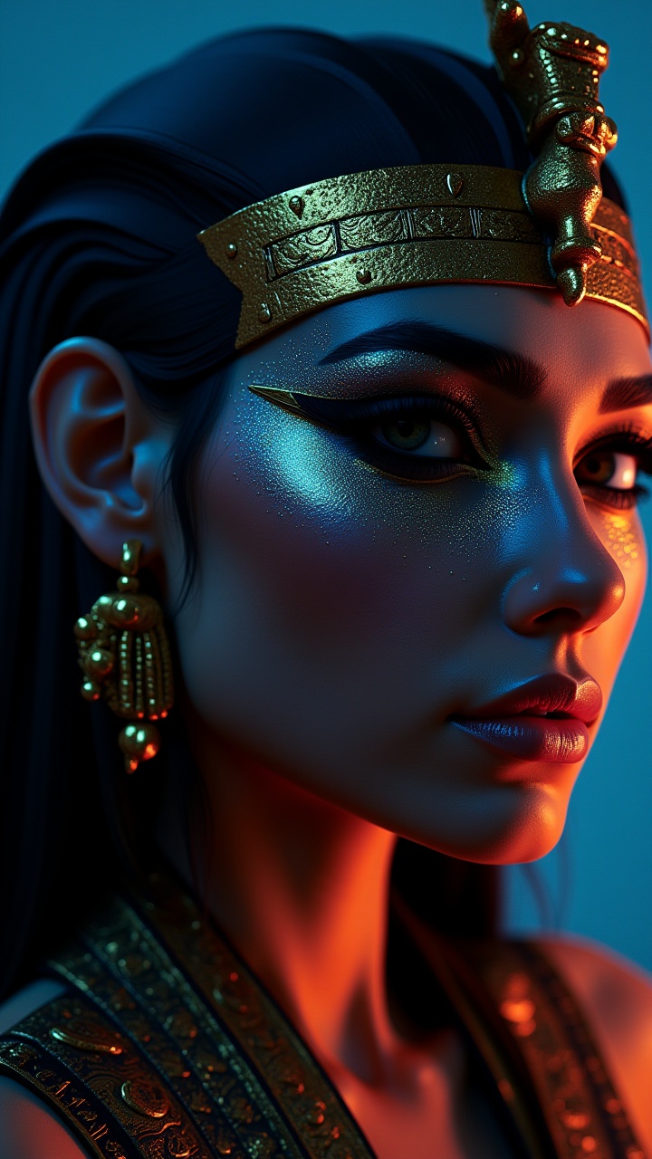 portrait,  close up of a In this surreal portrait,  the ancient Egyptians have come to life on Tensor.Art