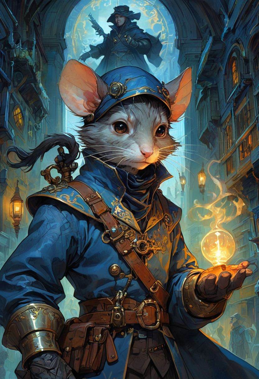 Midnight blue,  medieval rodent hero tales,  daemon on Tensor.Art