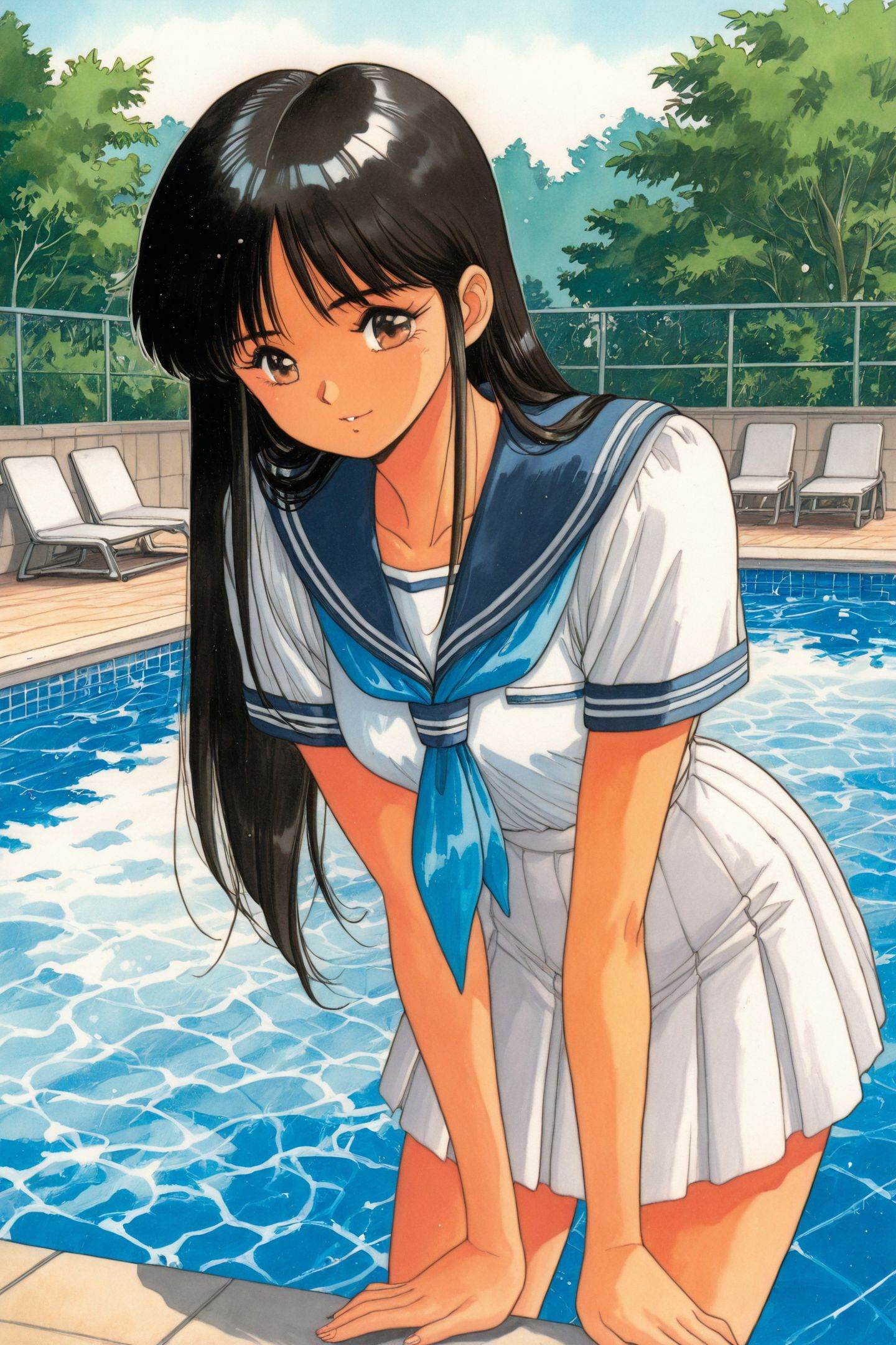 Asa Mizushima,  1girl,  school uniform on Tensor.Art