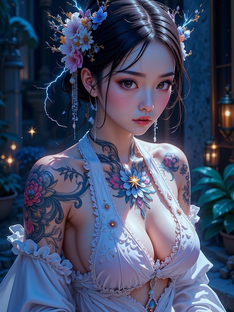 HD,  8K,  Xinghui Lightning Tattoo Fairy: Created by surreal CG technology on Tensor.Art
