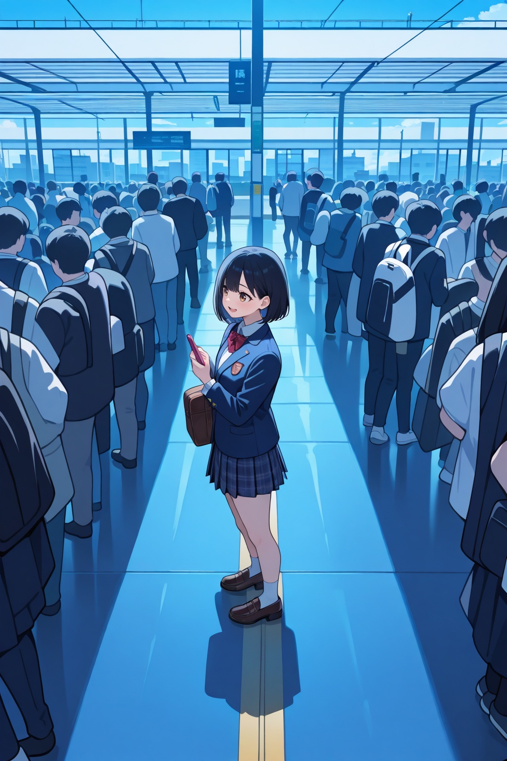 1girl,  bag,  black_hair on Tensor.Art