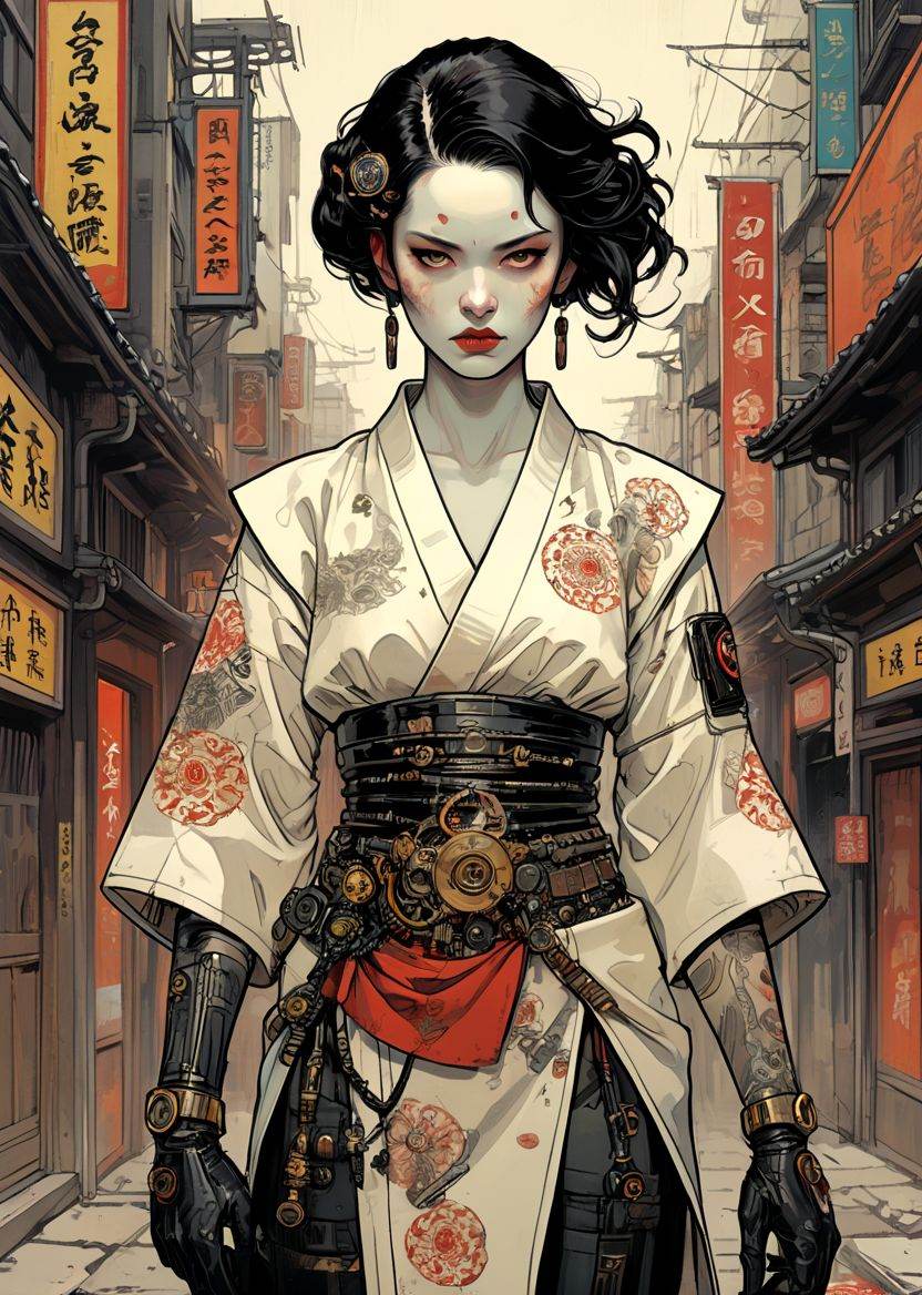 horror theme,  klimt composition,  Japanese edo period theme on Tensor.Art