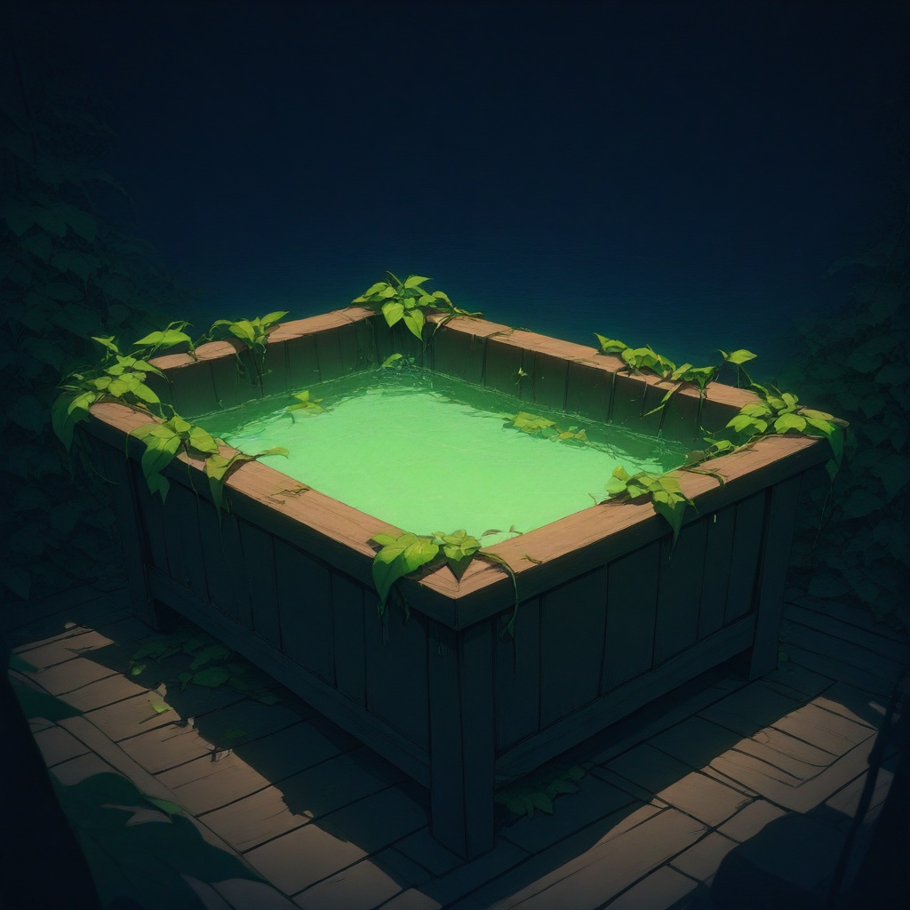 DaWB,  wooden bathtub focus,  DaWB_plant-leaf on Tensor.Art