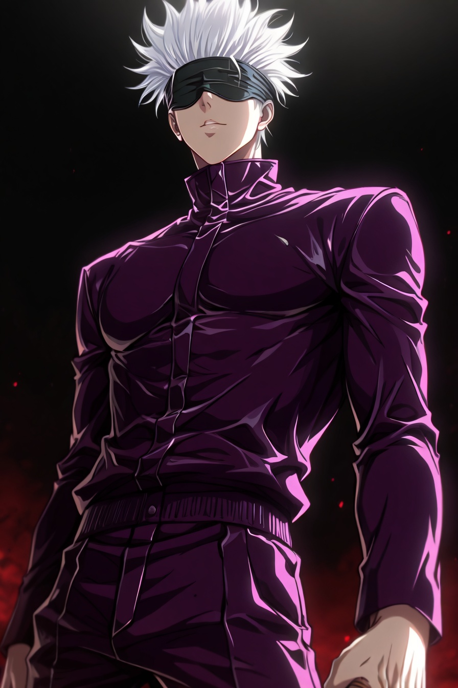 gojou satoru,  white hair,  purple pants on Tensor.Art