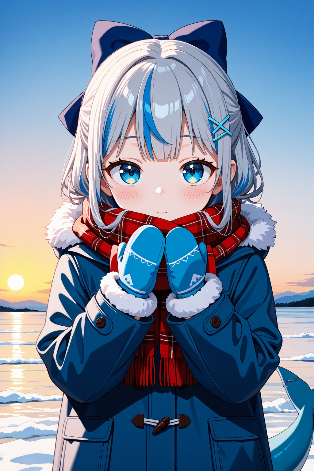1girl,  blue_bow,  blue_coat on Tensor.Art