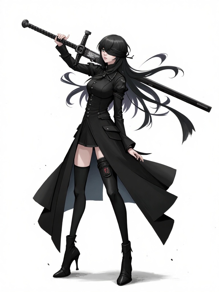 long hair,  1girl,  weapon on Tensor.Art