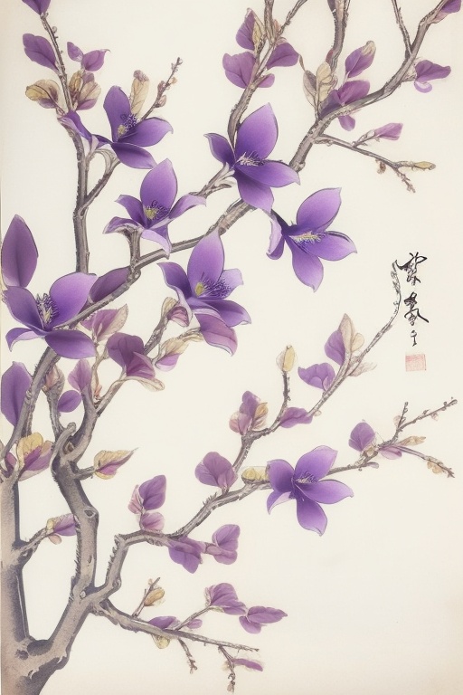 animal focus,  branch,  flower on Tensor.Art