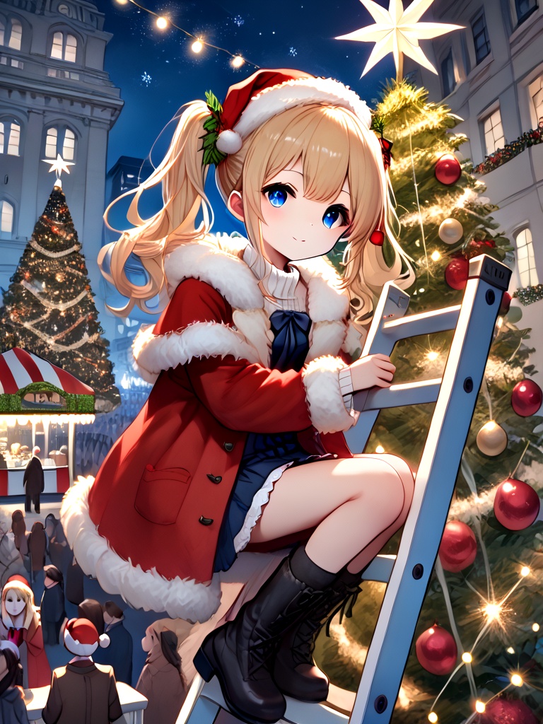 score_9,  source_anime,  christmas tree with festive lights on Tensor.Art