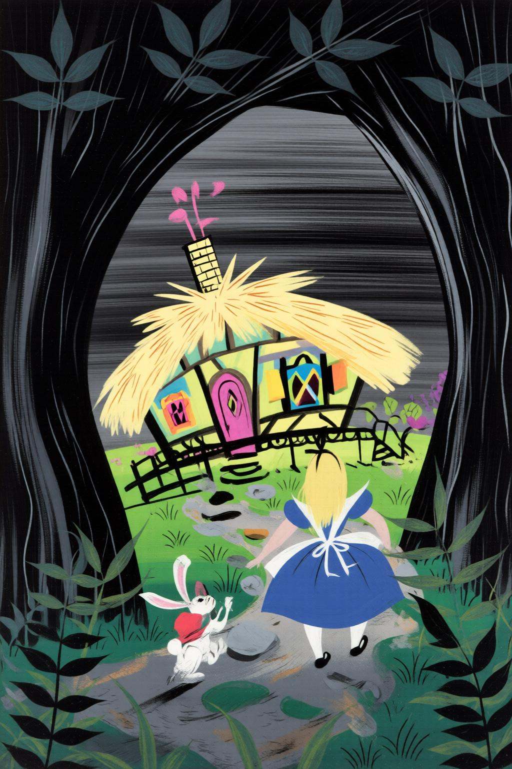 maryblair4q illustration.In the foreground,  a girl,  her back to the viewer on Tensor.Art