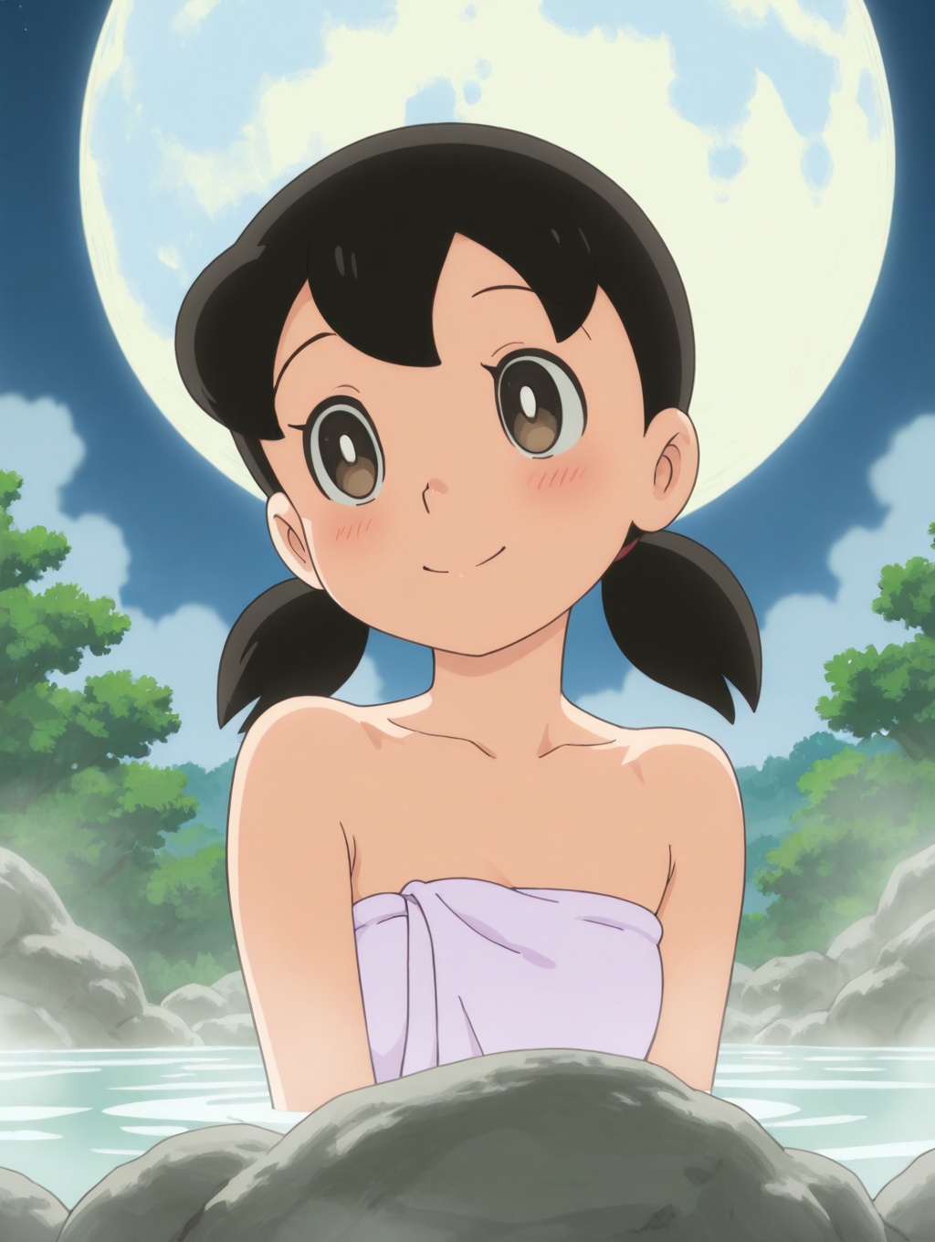 anime coloring,  minamoto shizuka,  low twintails on Tensor.Art