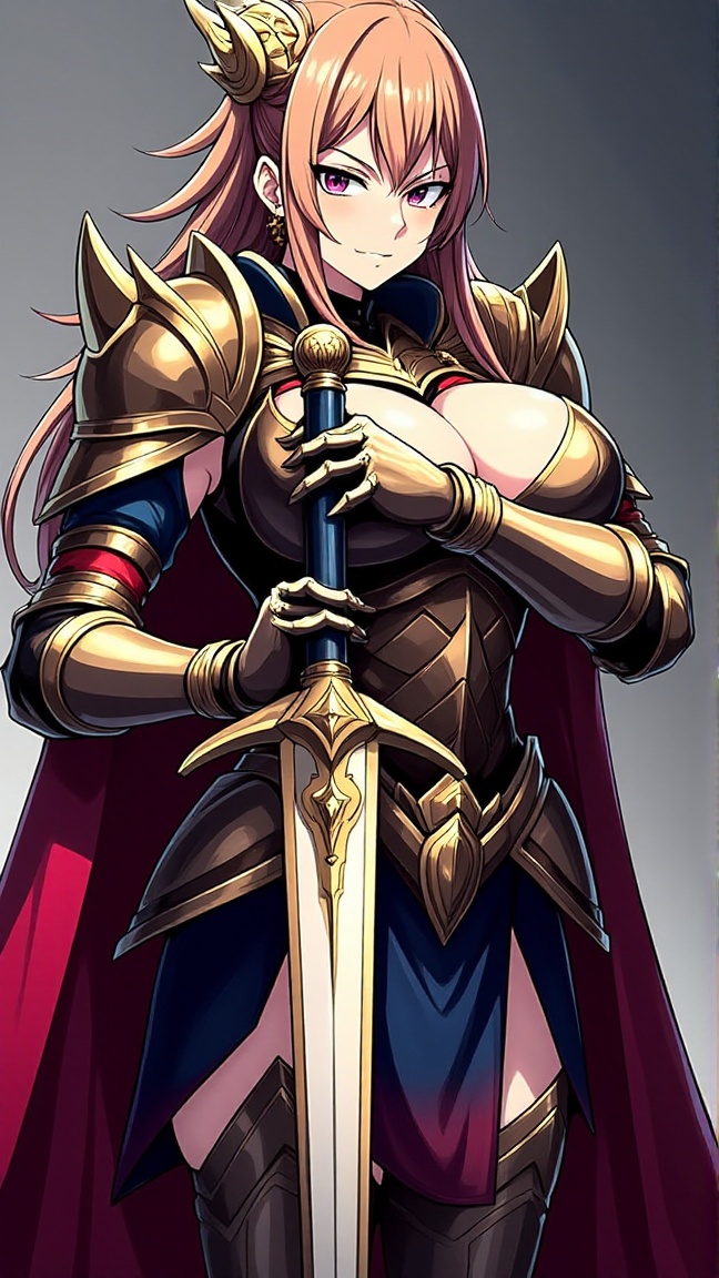 anime artwork,  warior princess,  wearing full armor and holding sword on Tensor.Art
