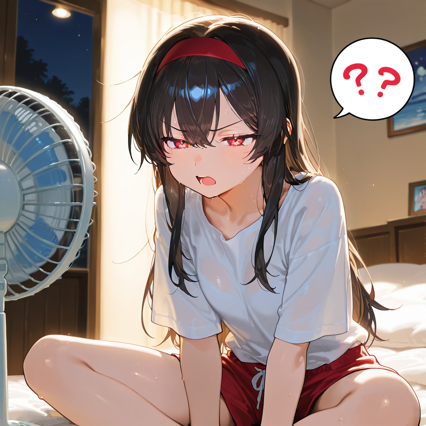 1girl,  red eyes,  black hair on Tensor.Art