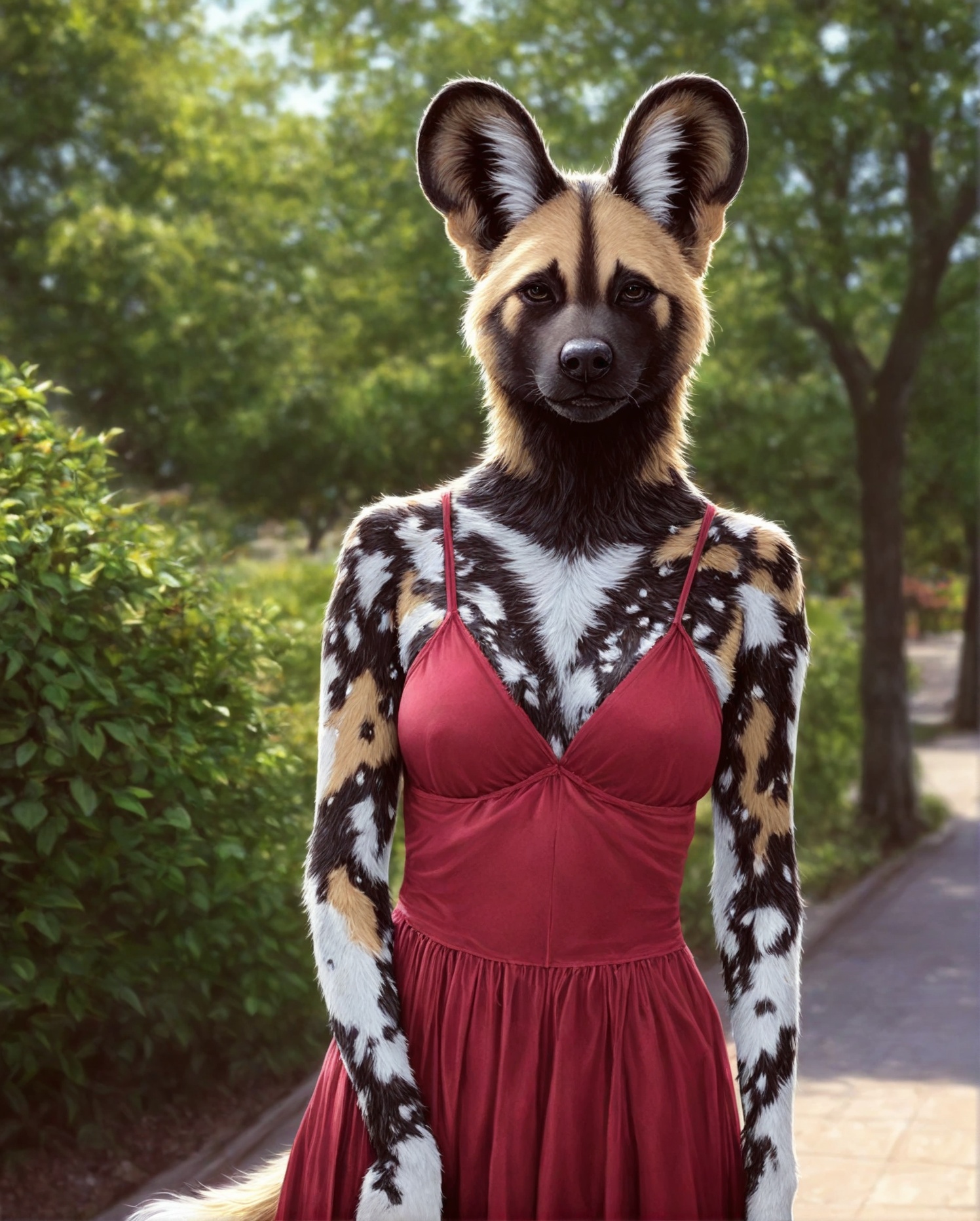 anthro,  african wild dog,  solo on Tensor.Art