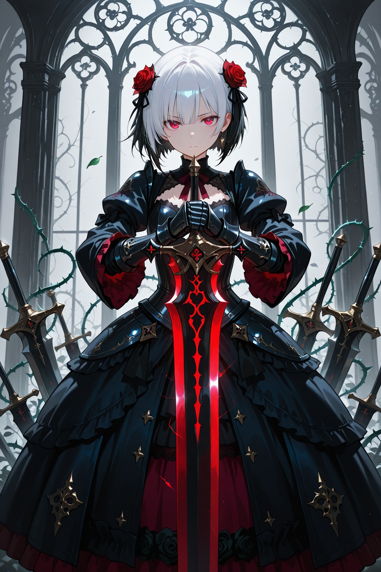 1girl,  black hair,  white hair on Tensor.Art