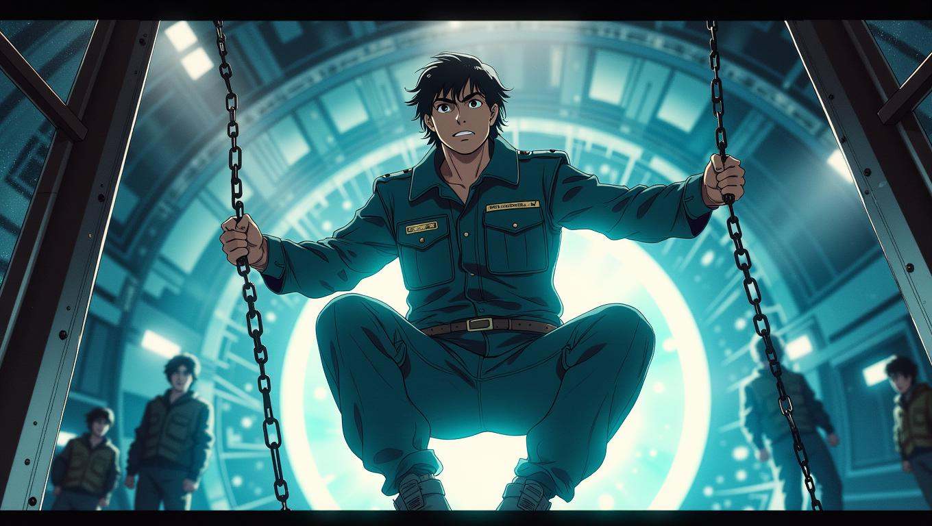 A space prisoner,  clad in a futuristic jumpsuit,  floats in a gravity cell with no visible walls on Tensor.Art