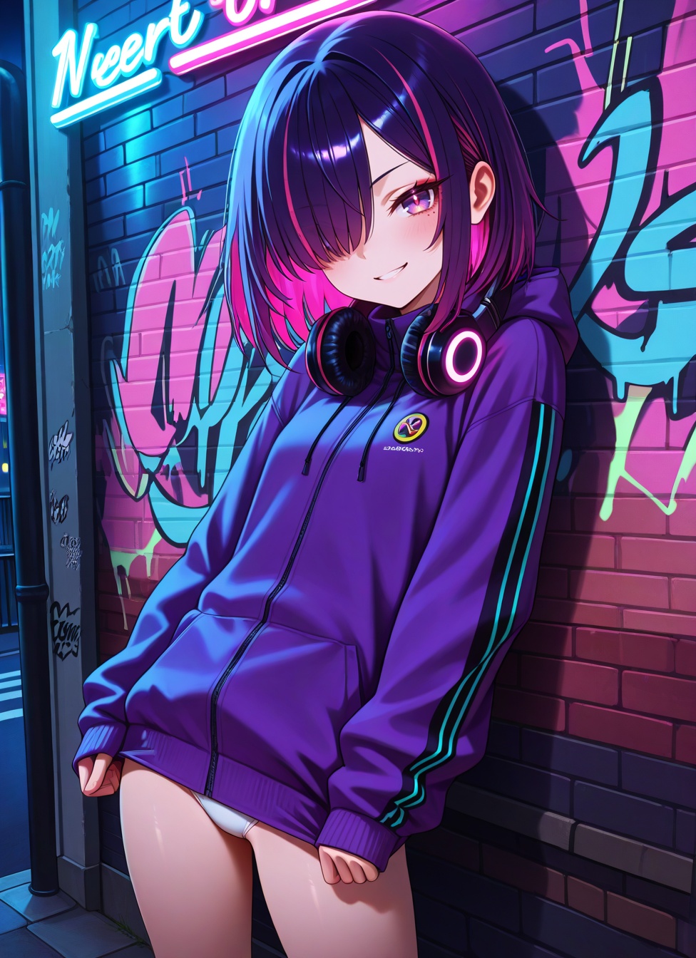 1girl,  solo,  white panties peek on Tensor.Art
