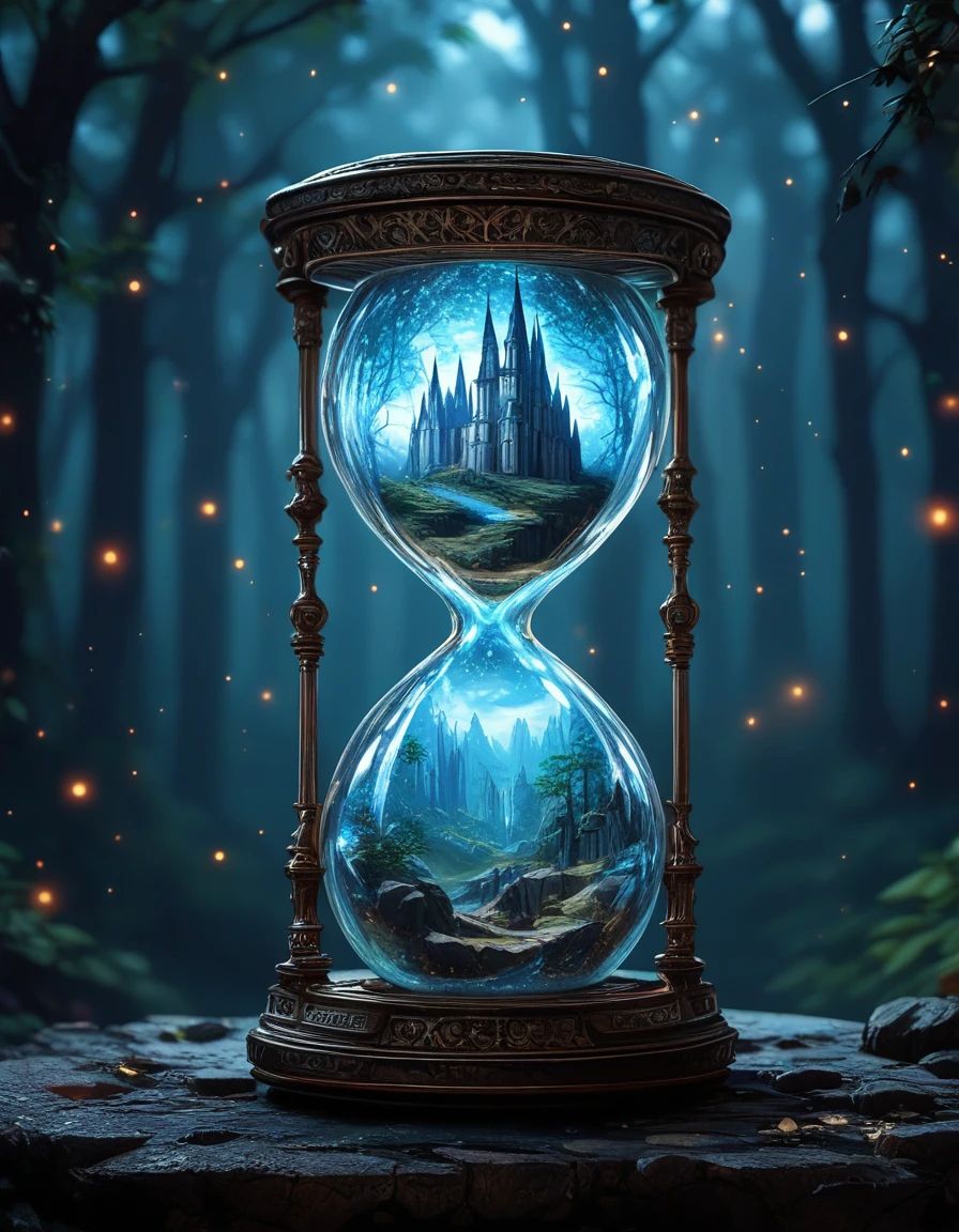 hourglass,  castle,  in container on Tensor.Art