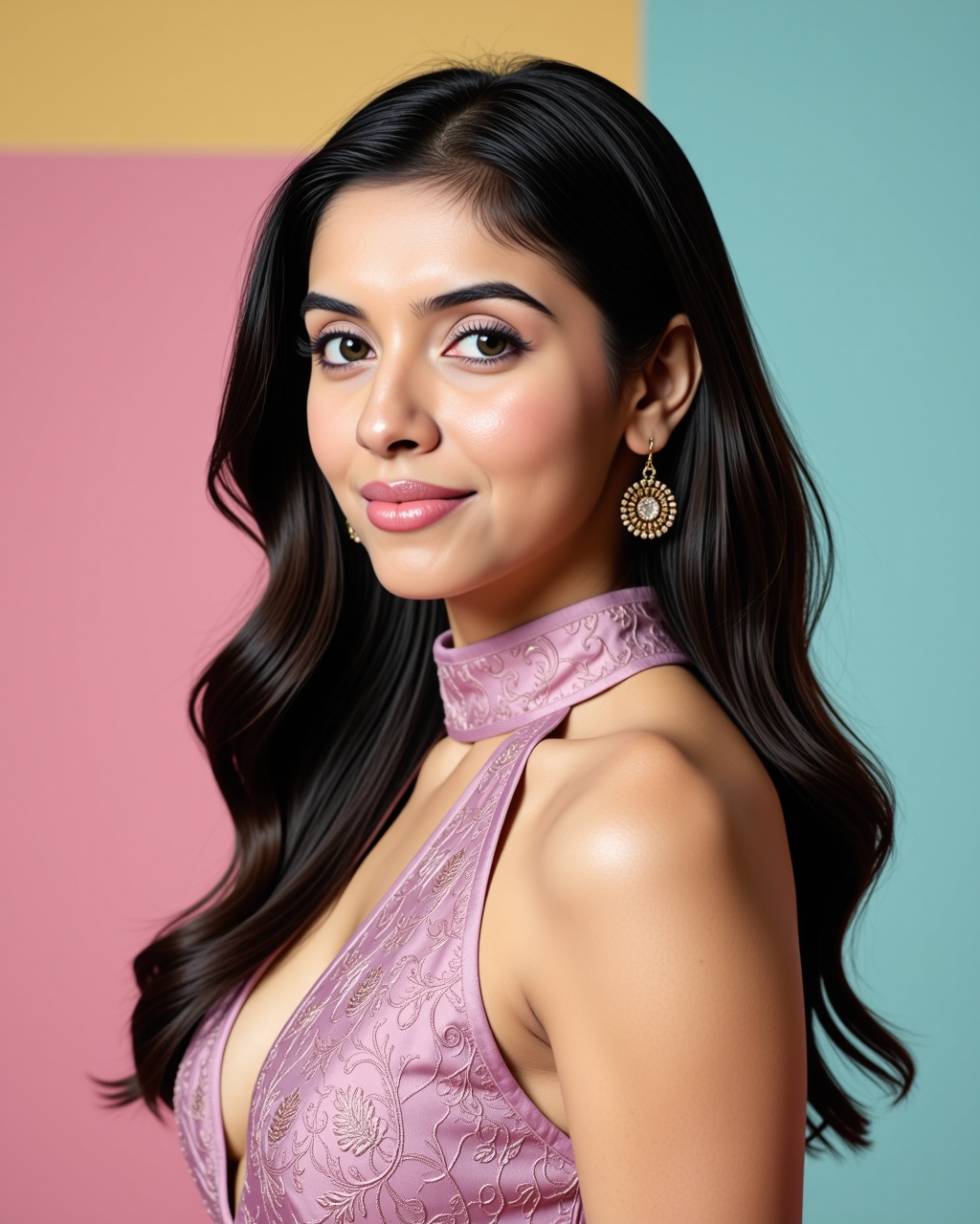 headshot photo of Asin woman,  candid photo with natural colors,  pouting expression on face on Tensor.Art