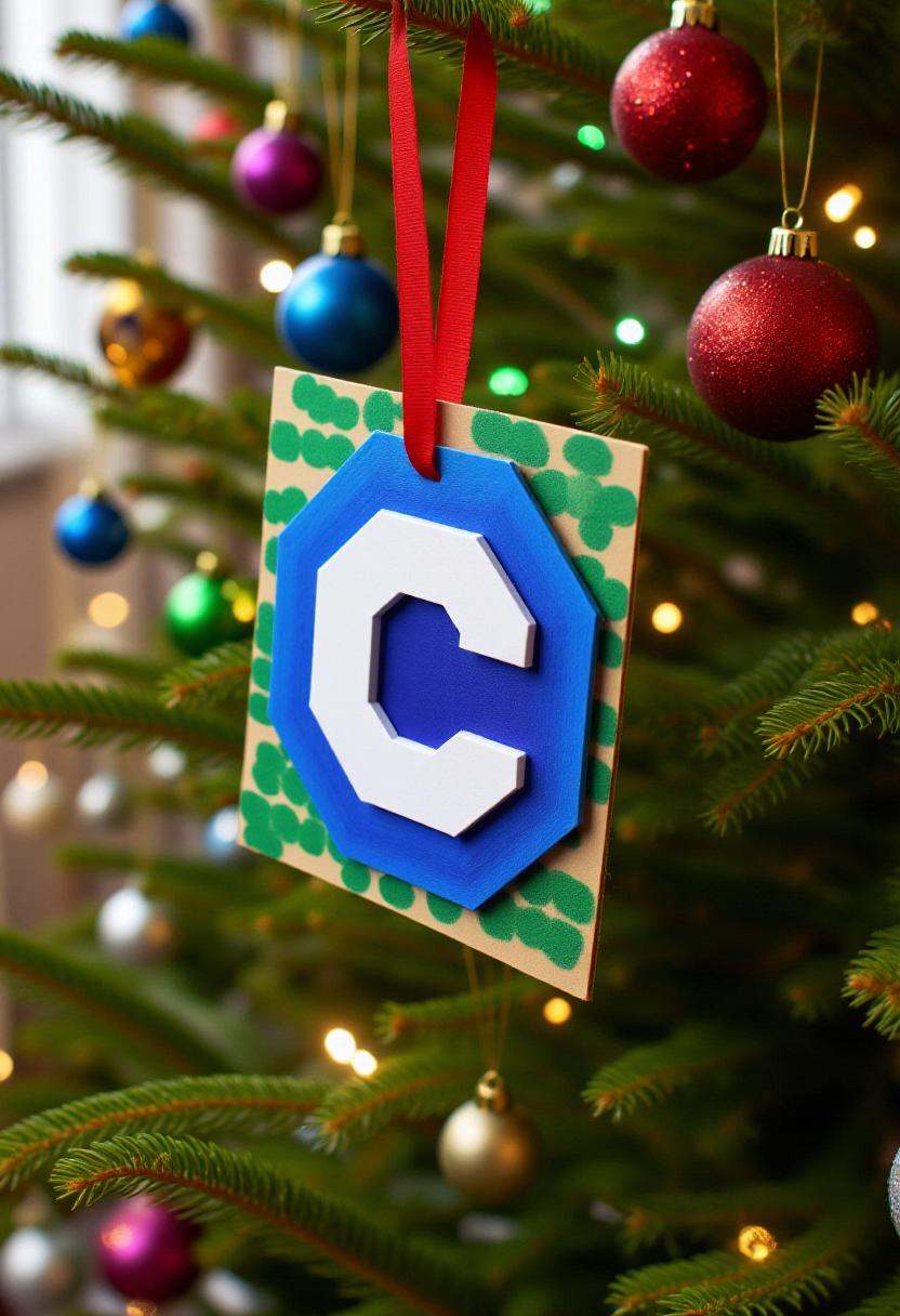 Photograph of a festive,  whimsical,  handmade Christmas decoration in the form of civitaiLogo on Tensor.Art