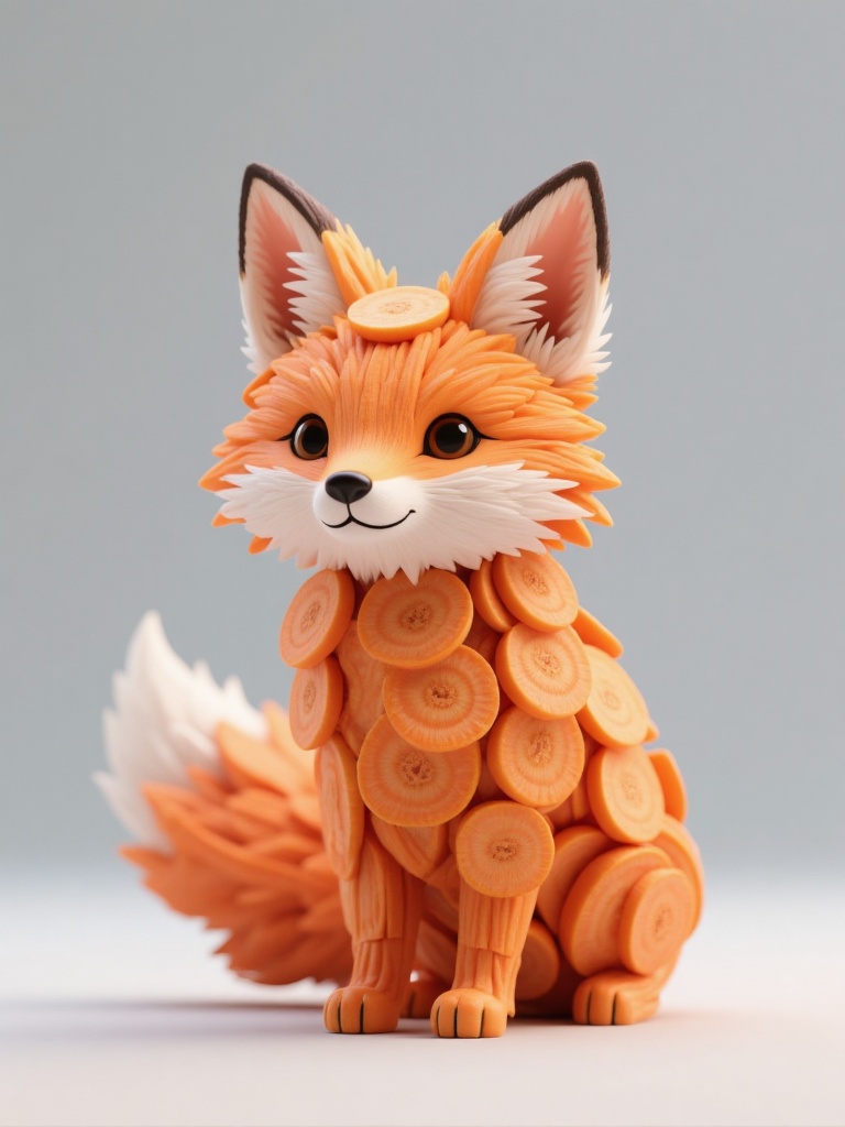wgsc,  a fox made entirely of orange circular objects,  resembling carrotsThe fox is standing upright on Tensor.Art
