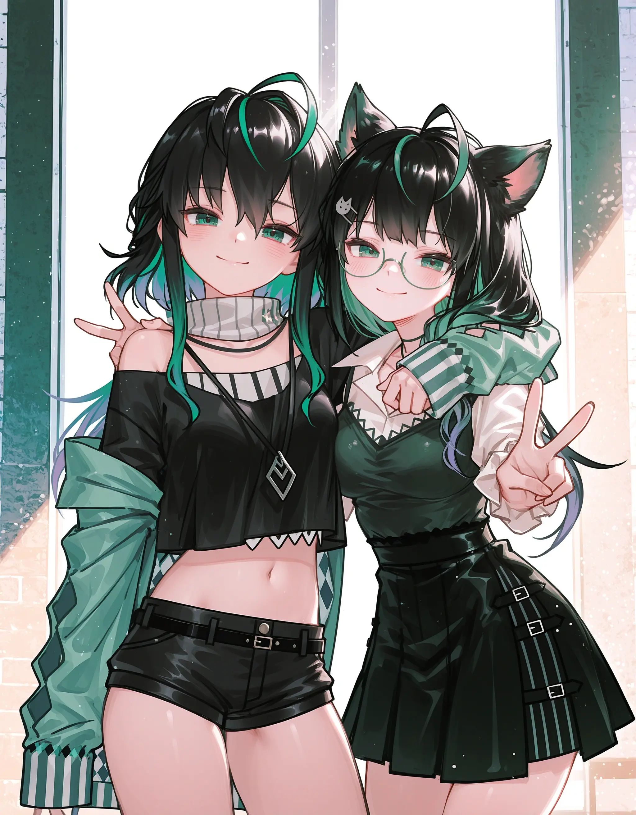 2girls,  cowboy shot,  pose on Tensor.Art