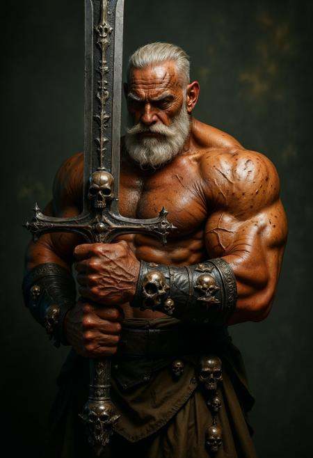a highly detailed,  realistic photograph of a muscular,  middle-aged man with a rugged on Tensor.Art