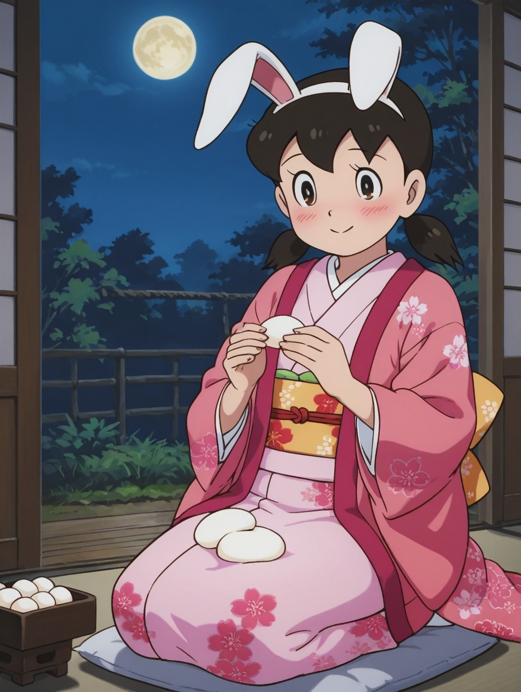 anime coloring,  minamoto shizuka,  low twintails on Tensor.Art