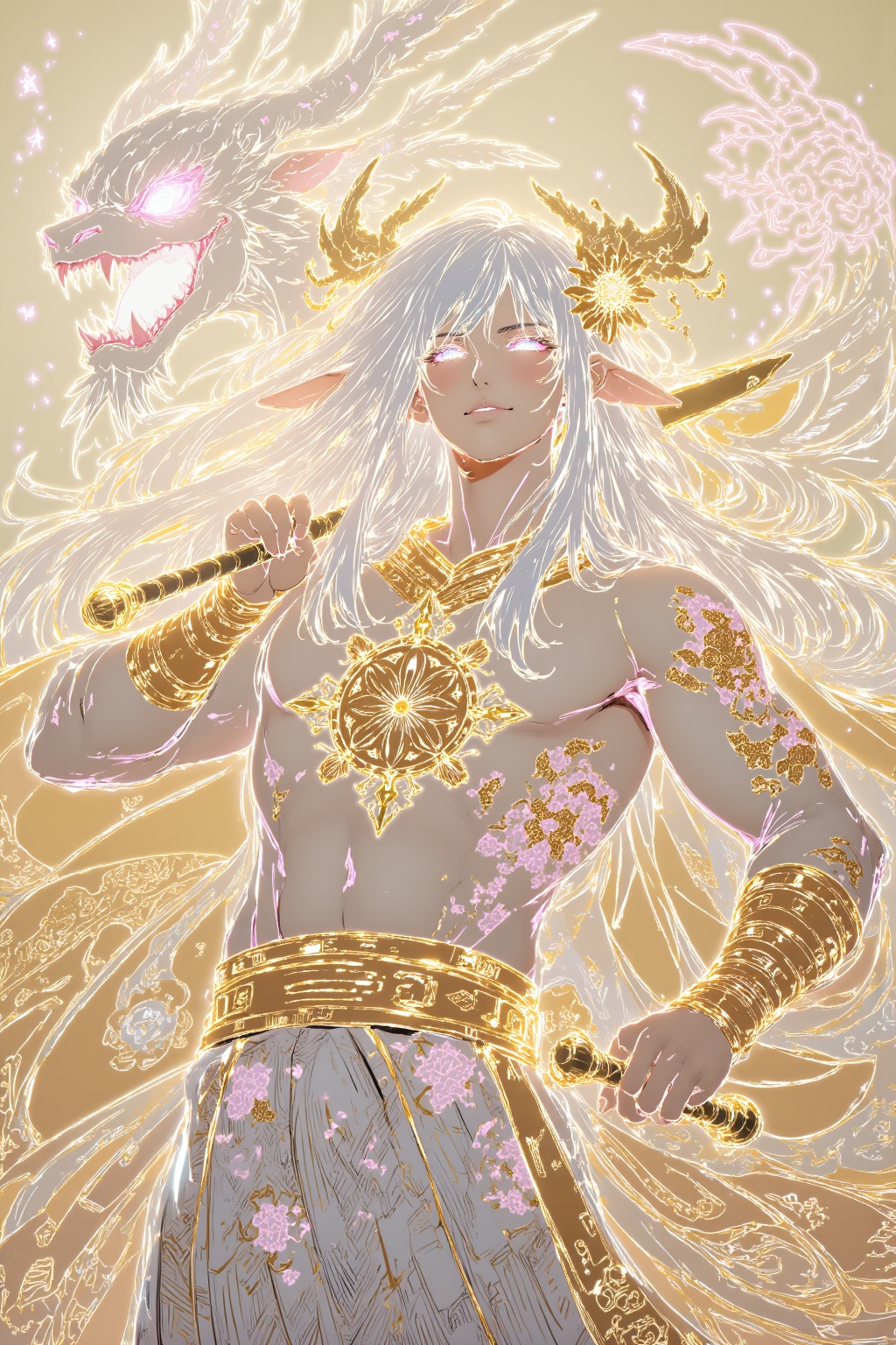 a drawing of a man with a sword and a demon,beautiful male god of death,mohrbacher,inspired by Shunkōsai Hokushū,in the art style of mohrbacher,asura from chinese myth,the god of chaos,inspired by Ryūkōsai Jokei,in style of peter mohrbacher,illustration,