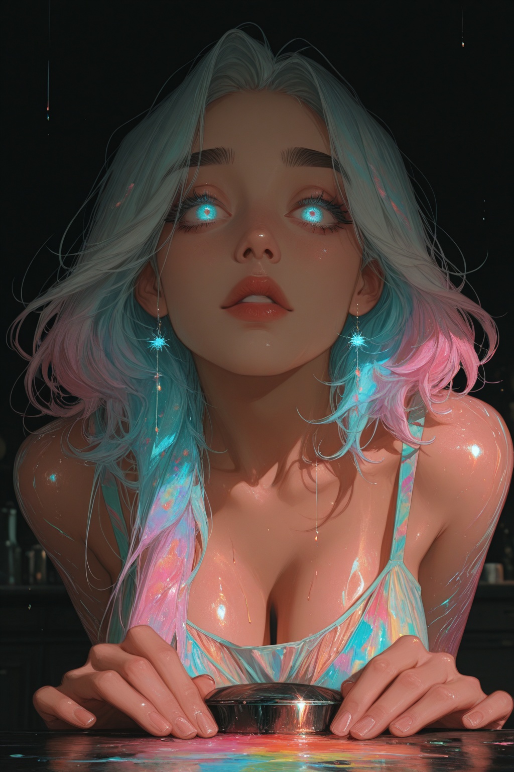 shiny skin,  shiny,  dynamic angle on Tensor.Art